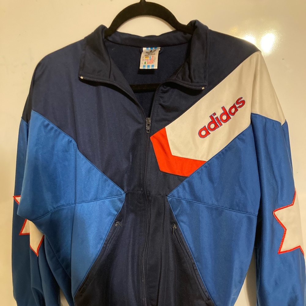 Adidas vintage track jacket blue with stars